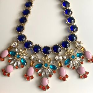 J.Crew Crystal Color Statement Necklace in Cobalt